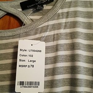 Gray white stripped pocketed dress